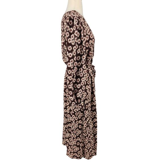 Isabella Oliver Floral Dress – Brown Long Sleeve Midi Tie Waist Maternity - Picture 6 of 10